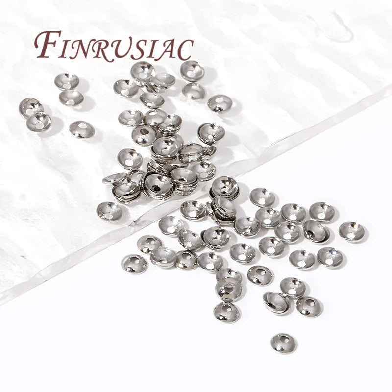 FINRUSIAC Gold Plated Brass Bead Caps — Round Jewelry Findings for DIY Necklaces