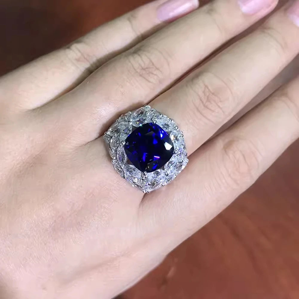 Wong Rain Sapphire Cocktail Ring — 925 Sterling Silver Vintage Style