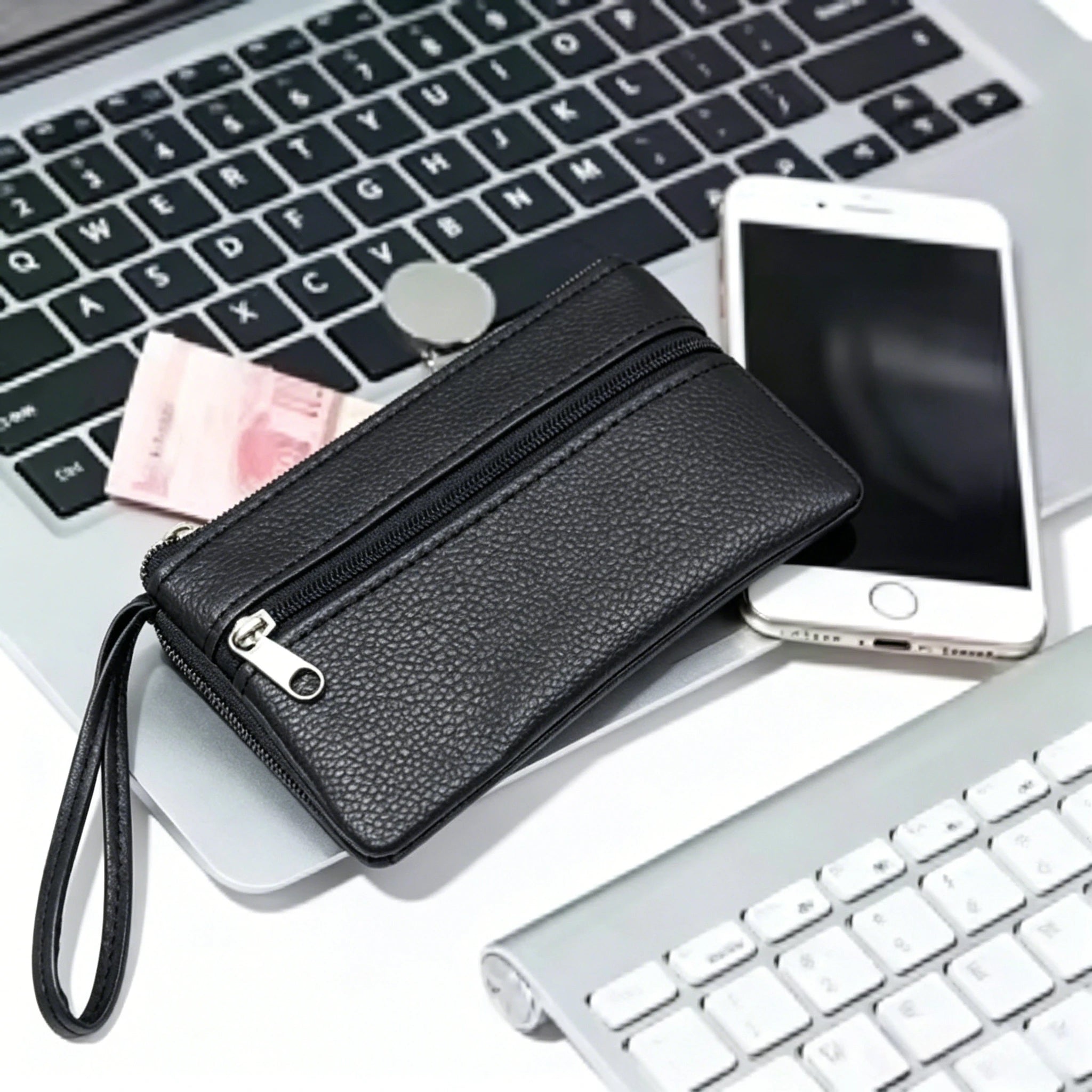 Compact Leatherette Coin Purse — Small Zippered Wallet for Change and Keys