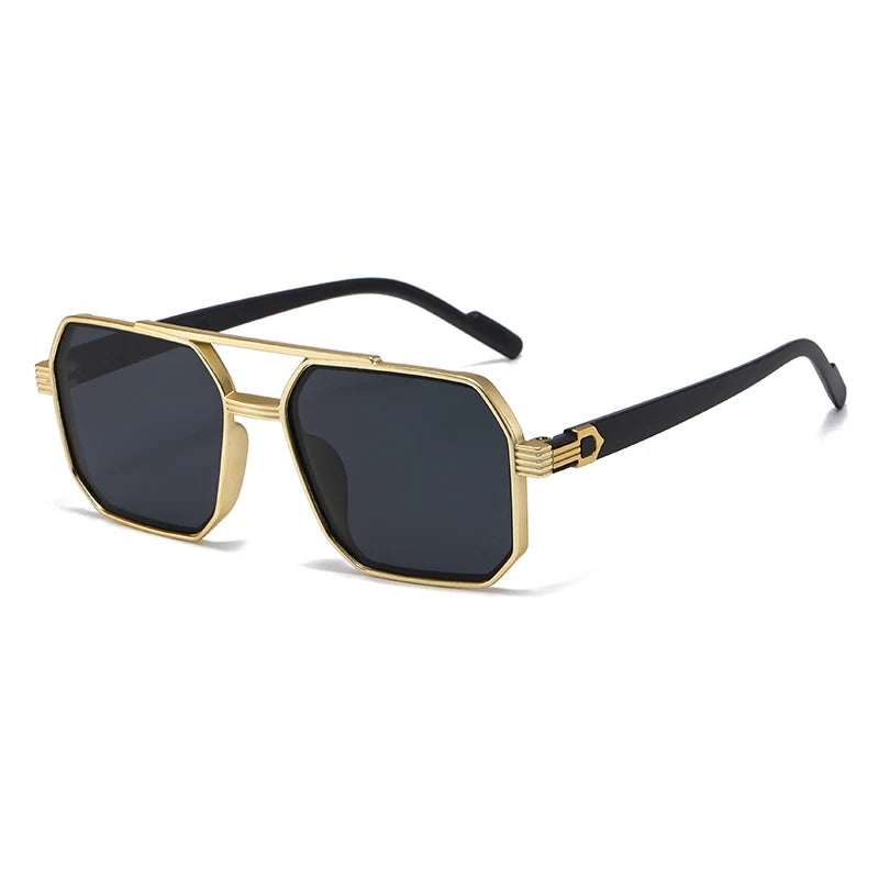 Julyrays Polygonal Double Beam Eyewear — Retro Trendy Large Frame Glasses