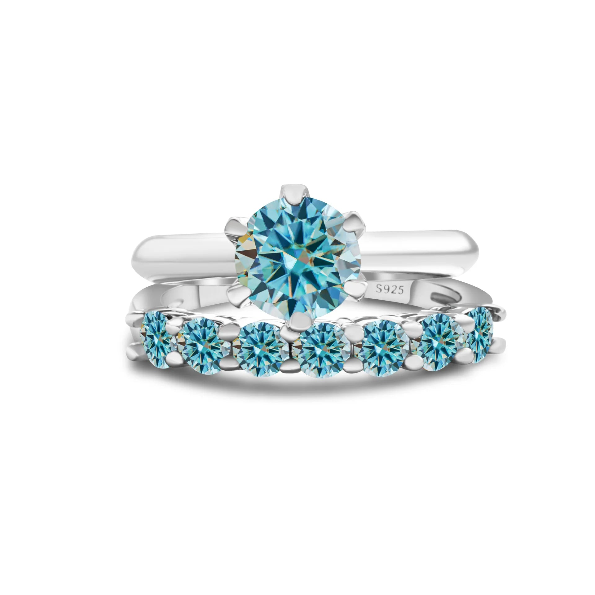 Moissanite Stackable Ring Set — 1.7CT S925 Sterling Silver Couple Rings