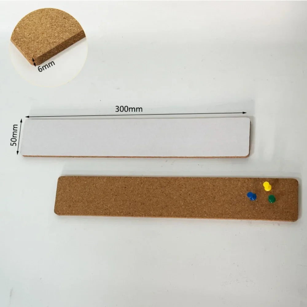 Self-Adhesive Cork Board Strips — Removable Wall Message Board for Photos