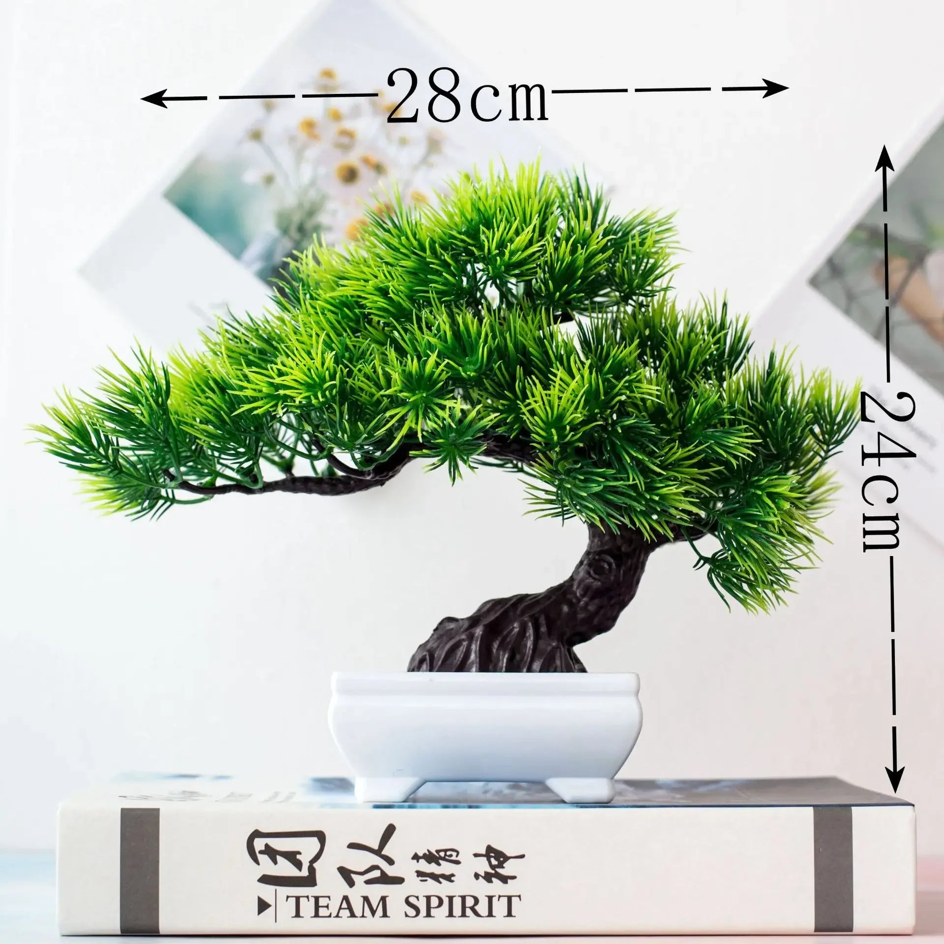 merylover Artificial Bonsai Tree — Potted Green Plant Decor for Home and Office