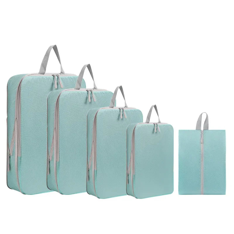 Luggage Organizer Set — Compressible Travel Packing Cubes with Handbag