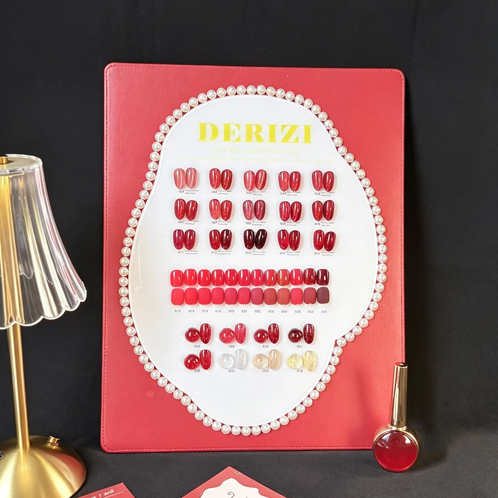 Derizi Red Gel Nail Polish Set — Professional Soak Off Kit with Color Chart
