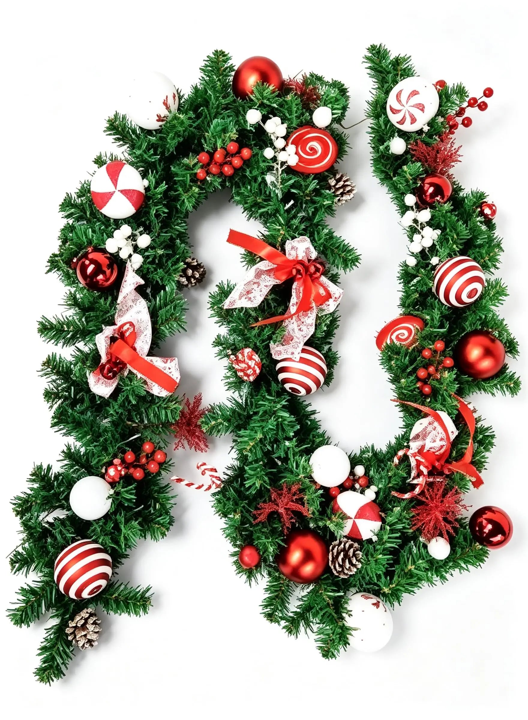 Candy Cane Christmas Garland Wreath — Festive Moon-Shaped Holiday Decor