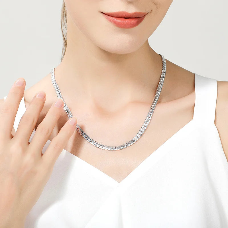 DOTEFFIL 6mm Sideways Link Chain — 925 Sterling Silver Necklace