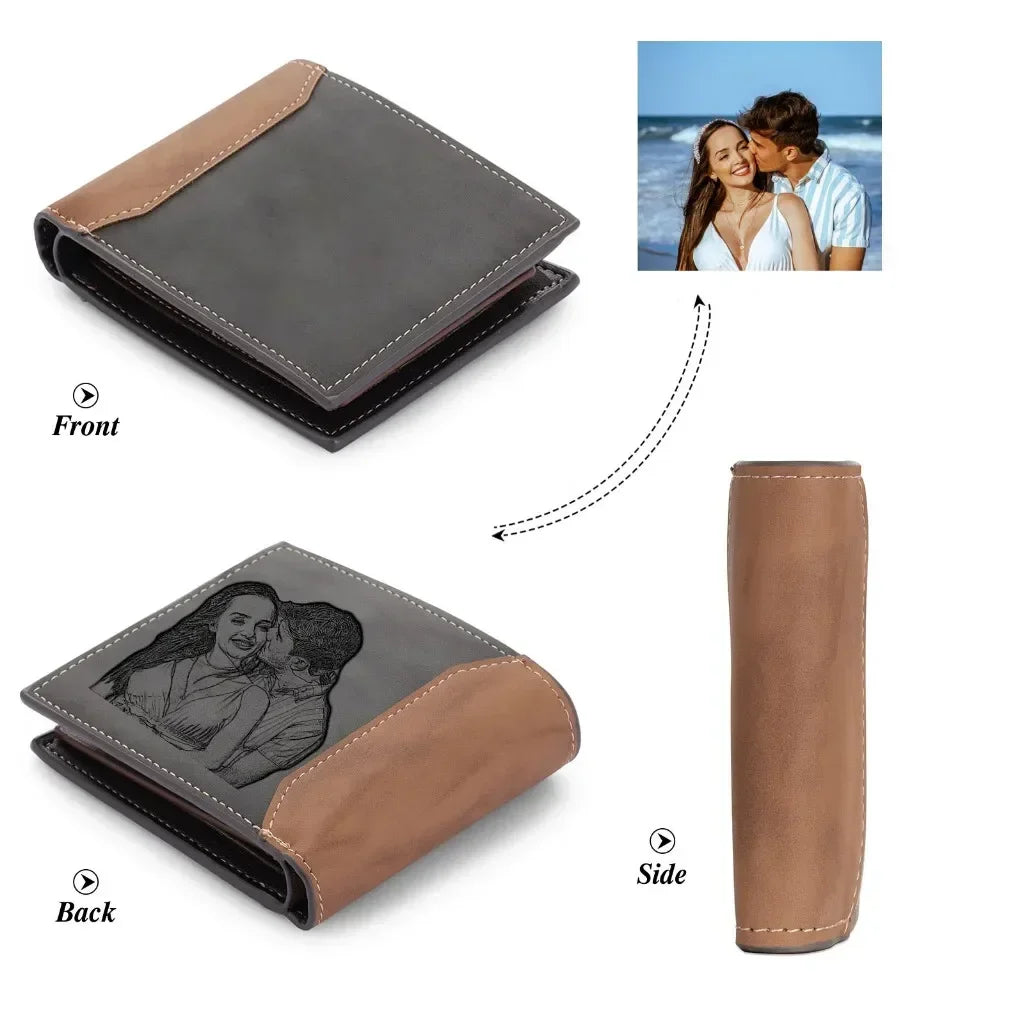 Personalized Photo Bifold Wallet — Custom Name Card Holder for Men
