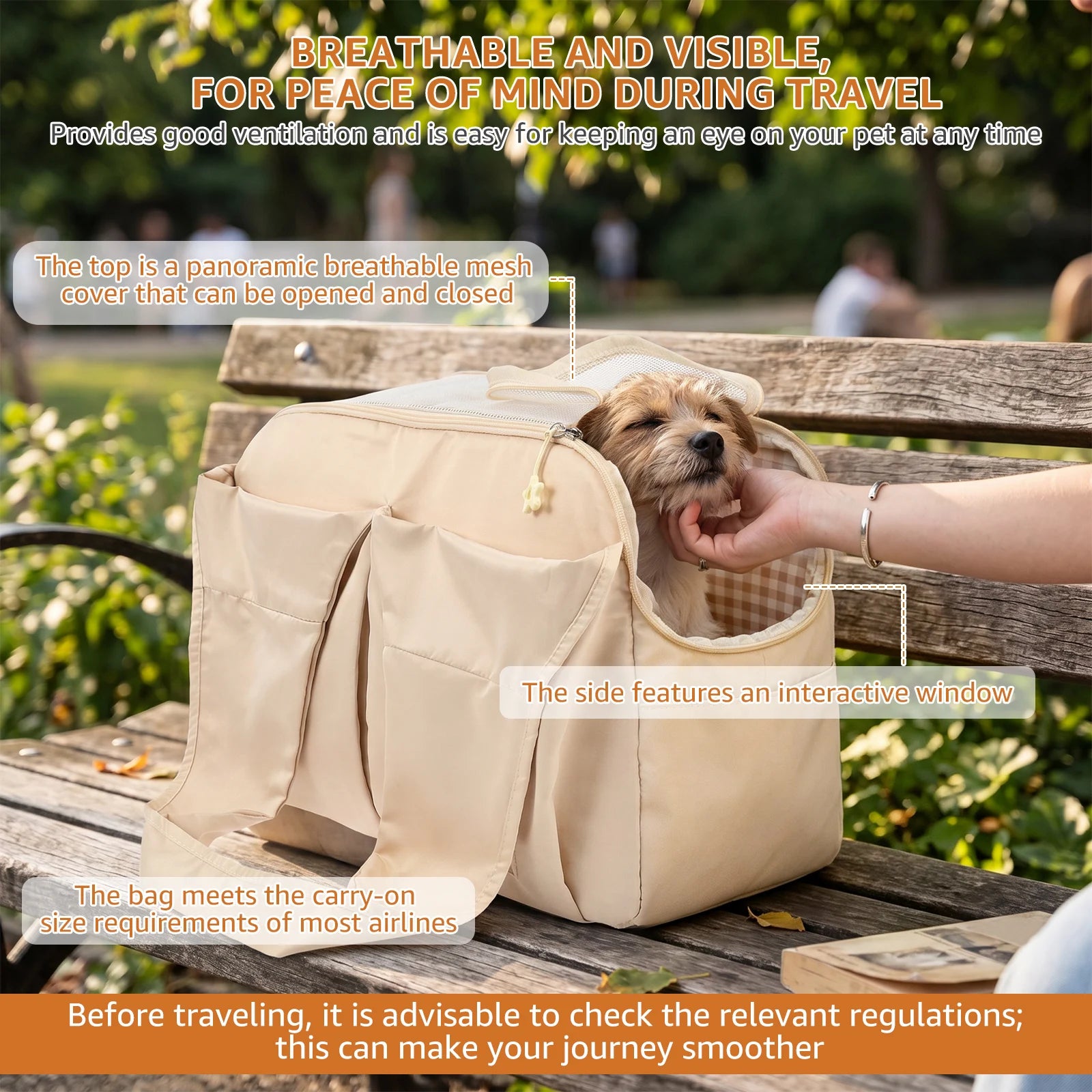 Portable Pet Carrier Tote Bag — Breathable Travel Handbag with Safety Lead