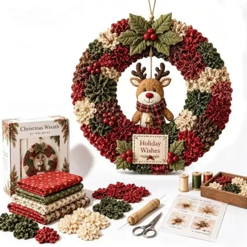 Christmas Fabric Wreath DIY Kit — No-Sew Holiday Craft Project