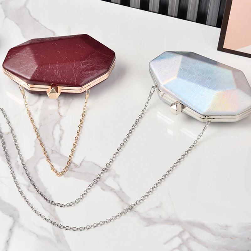 Cherielu Holographic Evening Clutch — Irregular Polygon Party Handbag
