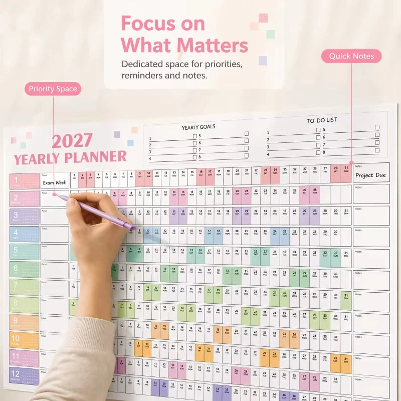 2026 Large Wall Calendar — Daily and Weekly Planner for Organization