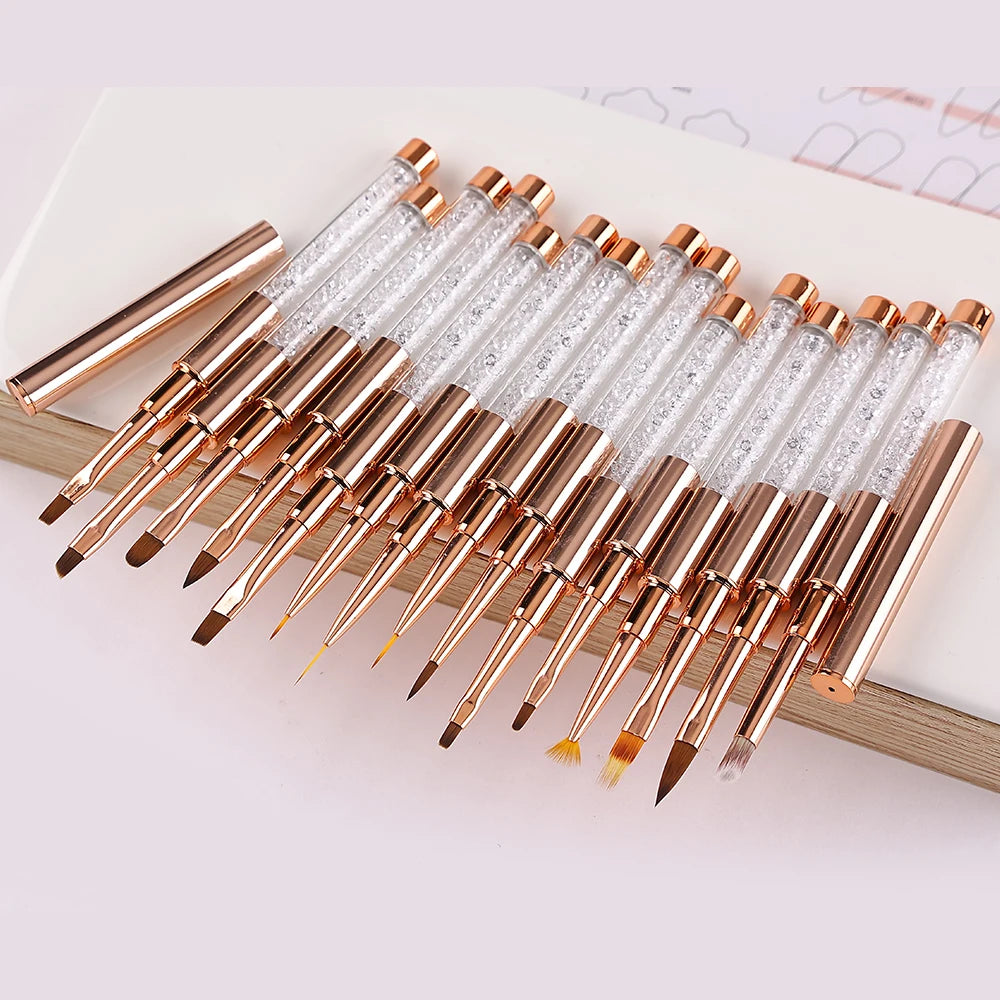 Rose Gold Nail Art Brush Set — Professional Manicure & Acrylic Tools
