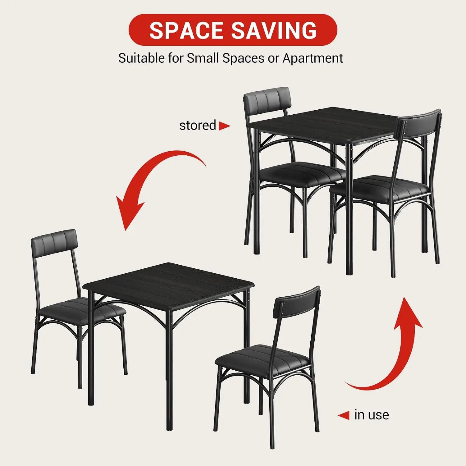 Garvee Square Dining Table Set — Modern Compact Furniture for Small Spaces