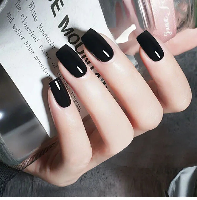 HOEPOOK Press On Nails — Red Glossy Acrylic French Tip Set