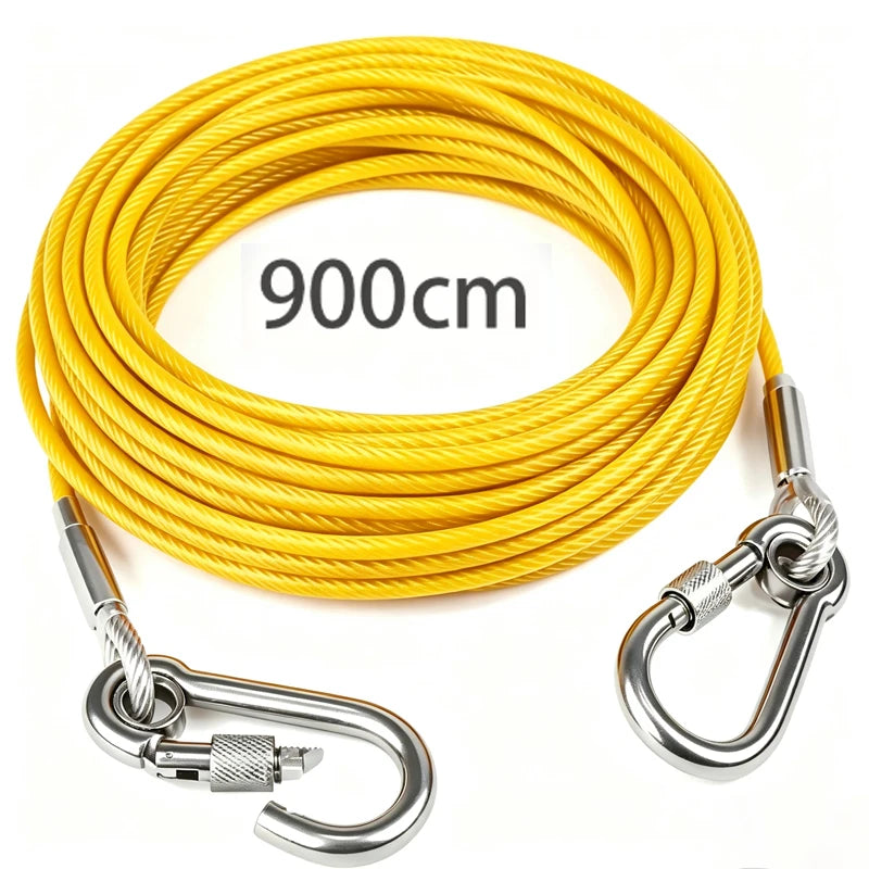 Heavy-Duty Stainless Steel Dog Tie-Out Cable — Reflective Outdoor Leash