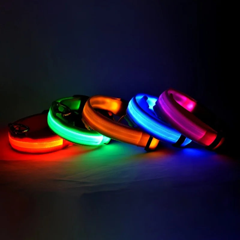 Nylon LED Glow Dog Collar — Luminous Night Safety Pet Accessory