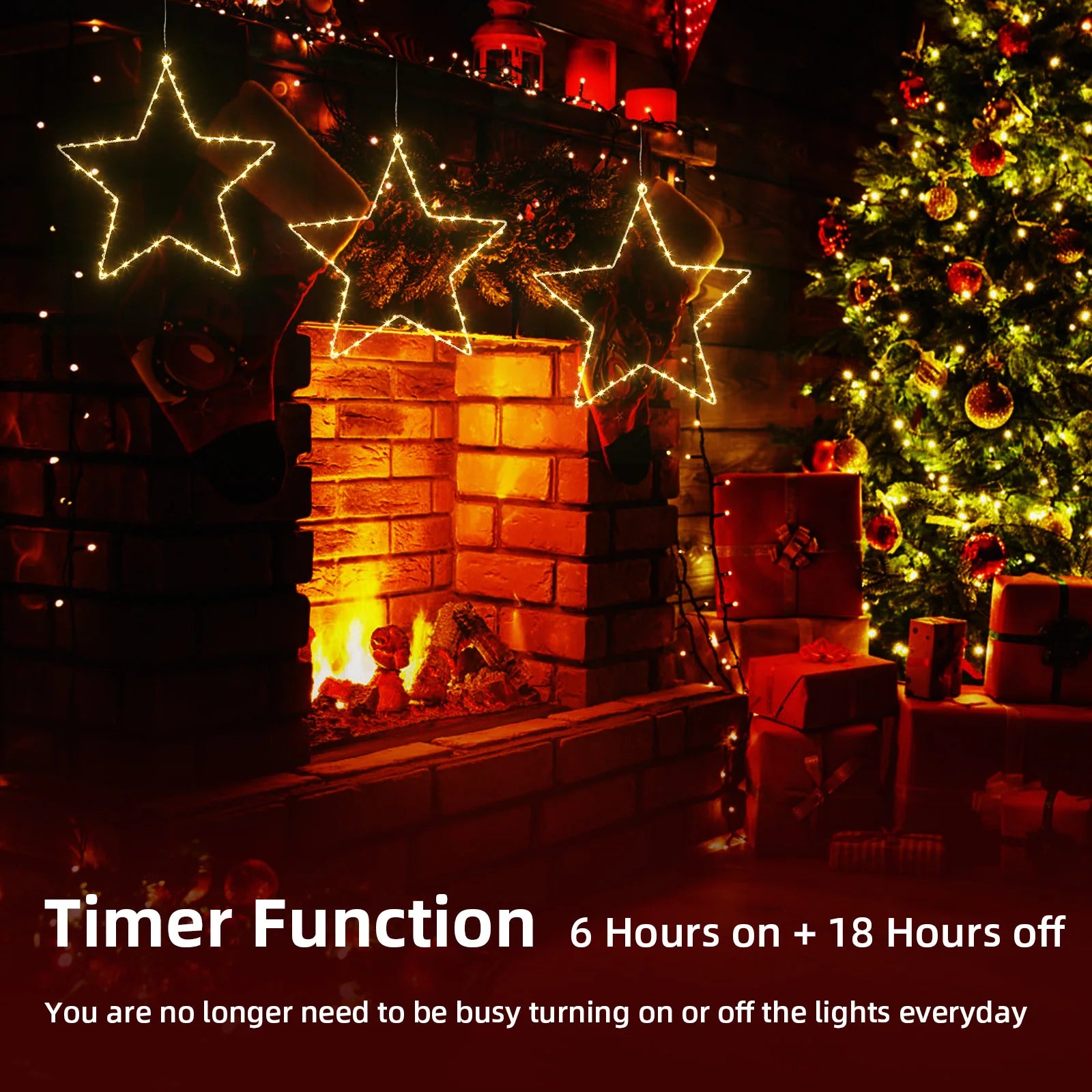 Star Shaped LED Holiday Lights — Warm White Fairy Lights with Remote