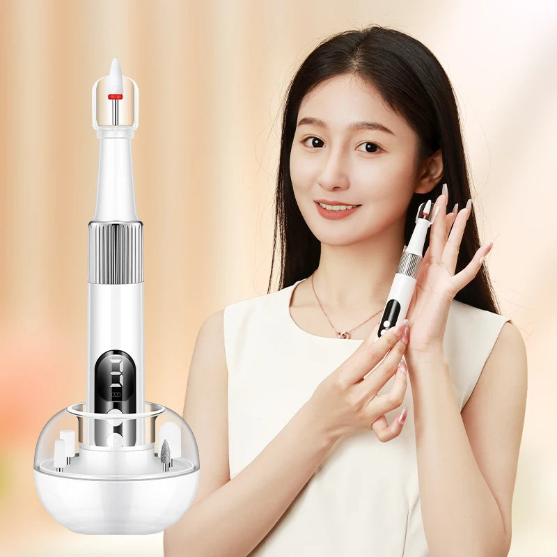 Electric Nail Drill Machine — Rechargeable Cordless Manicure Tool, White