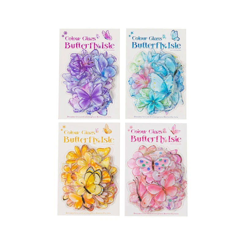 Crystal Butterfly Flower Stickers — Aesthetic Decor for Scrapbooking & Journals