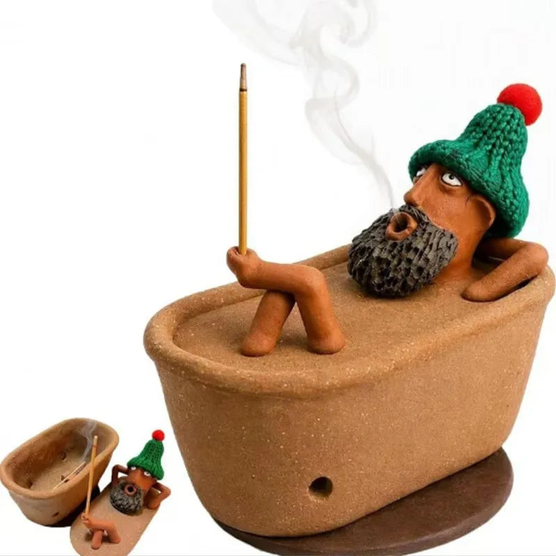 CHFENGASQ Lazy Bath Man Incense Burner — Relaxing Aromatherapy Holder