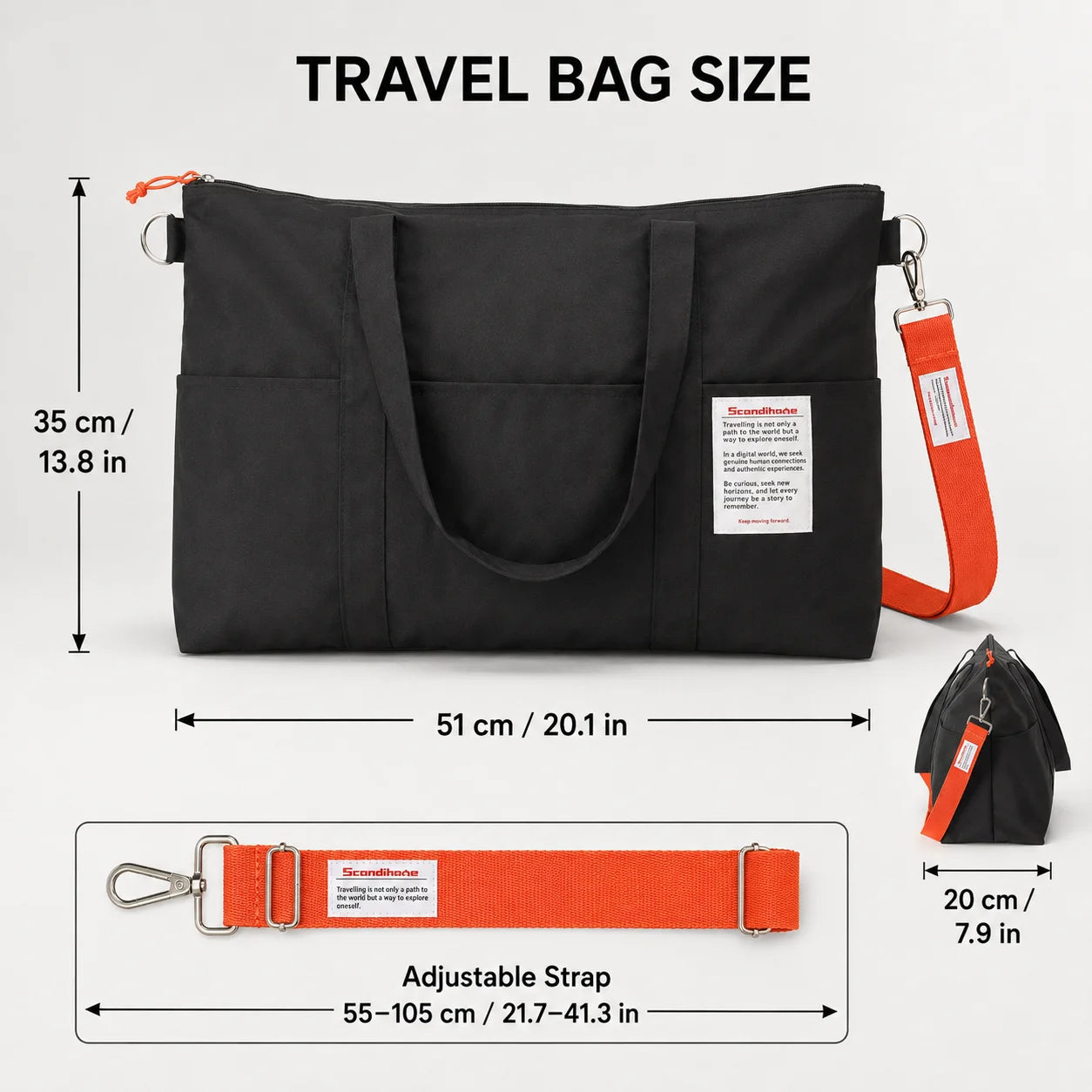 POTRAVEL.DESIGN Large Capacity Travel Duffel Bag — Multi-Pocket Weekender with Luggage Sleeve