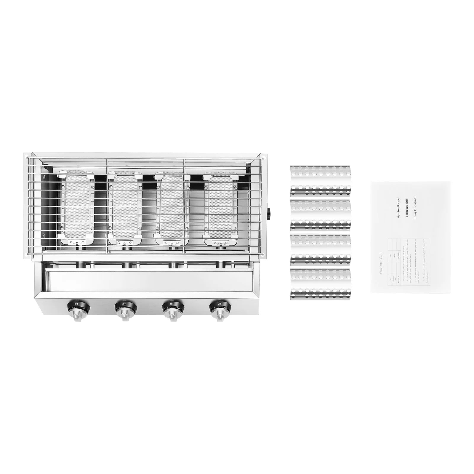 Professional 4-Burner Stainless Steel Gas Grill — Portable Smokeless Tabletop BBQ