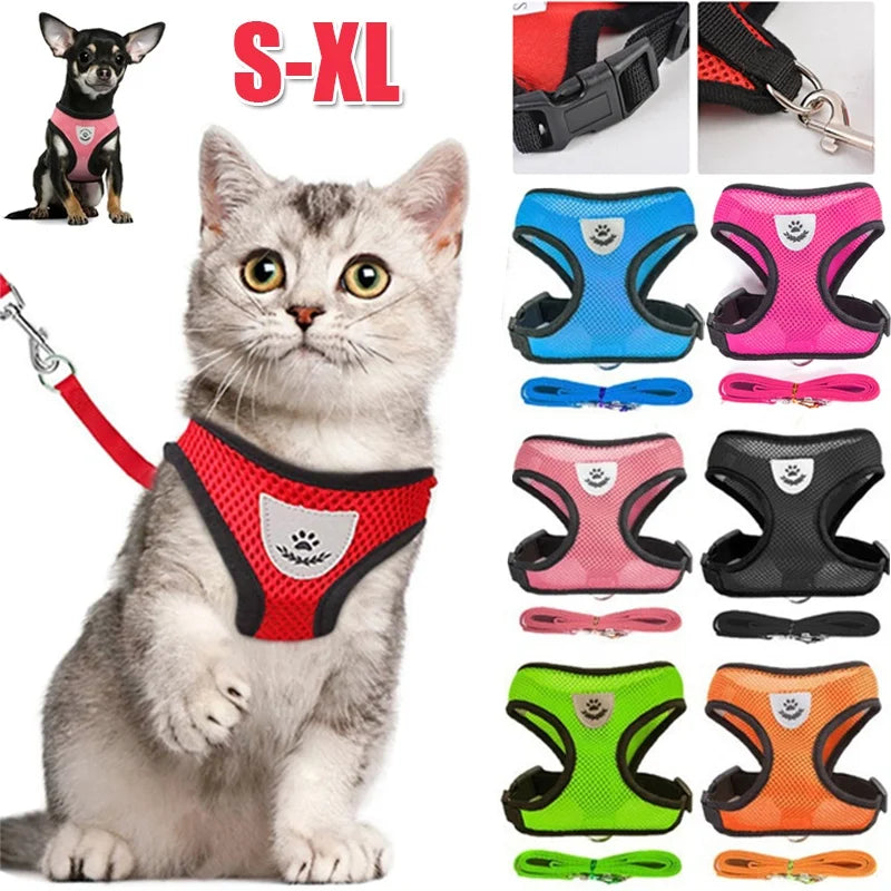 RPXBGUCKARHG Breathable Mesh Pet Harness and Leash Set — Reflective Walking Vest