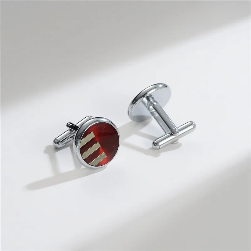 UJOY Luxury Copper Cufflinks — Elegant Round and Square Men's Jewelry Set