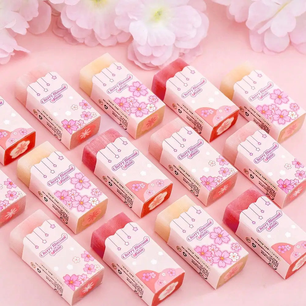 Cherry Blossom Sandwich Eraser — Cute Floral Stationery Set