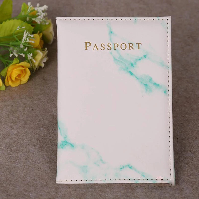 Marble Style Passport Cover — Faux Leather Travel Wallet & ID Holder