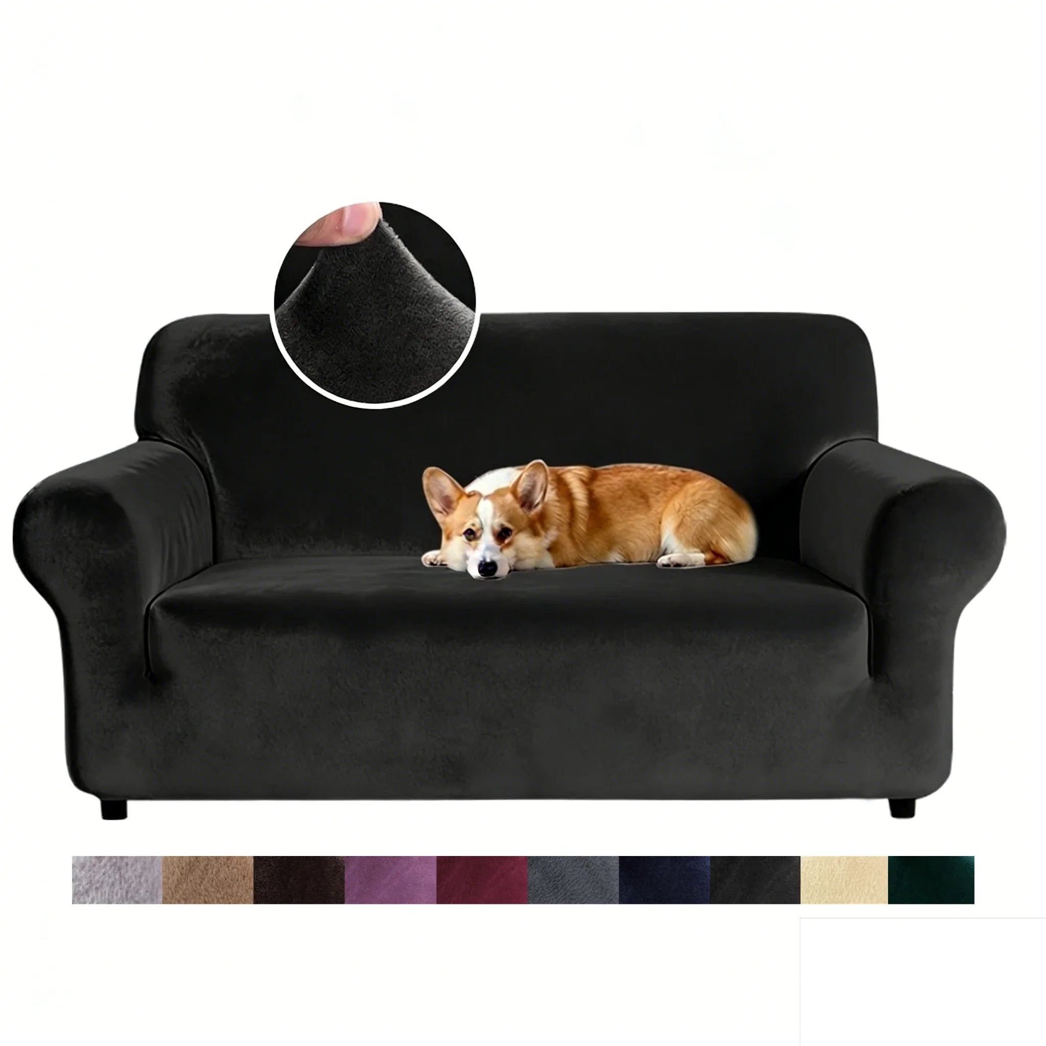 Velvet Stretch Sofa Cover — Plush Elastic Slipcover for Living Room