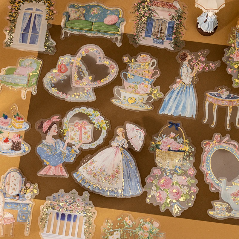 Rococo Theme Decorative Stickers — 10 Sheets of Large PET Decals for Scrapbooking