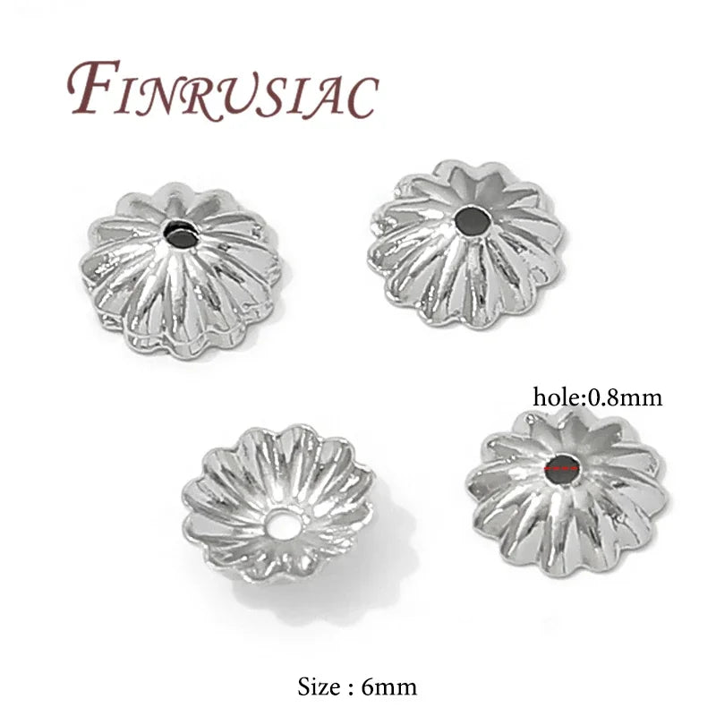 FINRUSIAC Gold Plated Brass Bead Caps — Round Jewelry Findings for DIY Necklaces