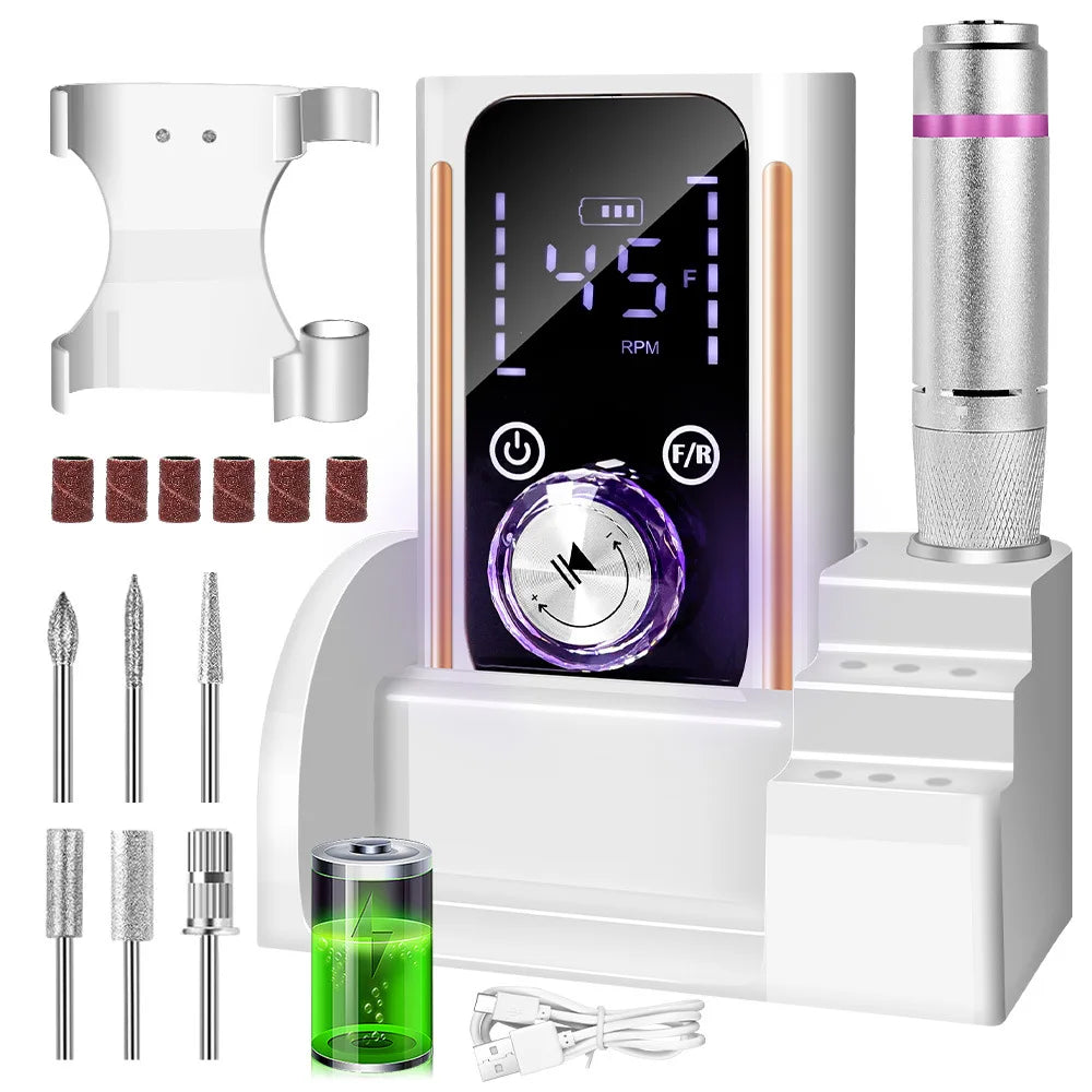 Houselin Electric Nail Drill — Portable Cordless Manicure & Pedicure Kit