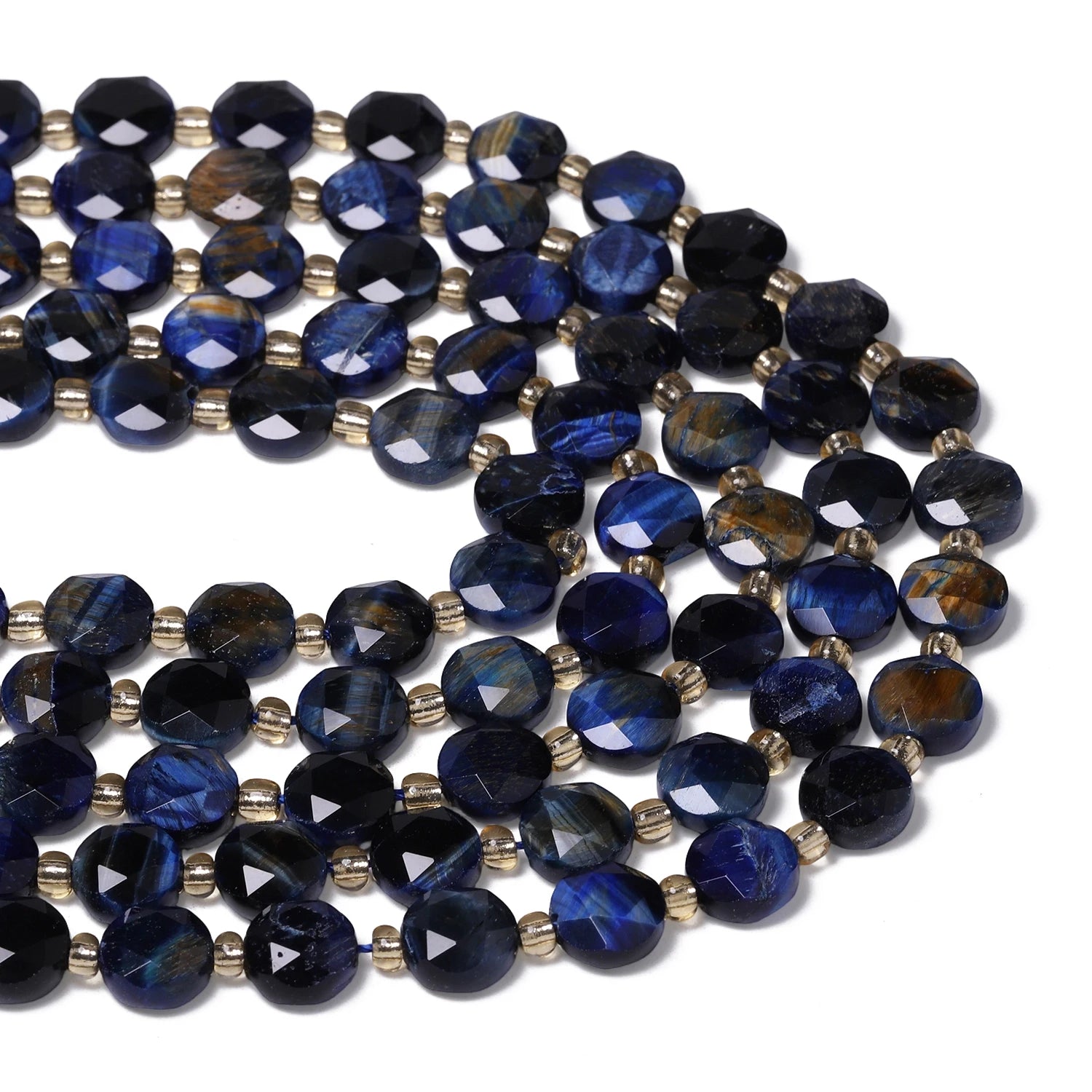 Natural Tiger Eye Stone Beads — Faceted Coin Shape for Jewelry Making