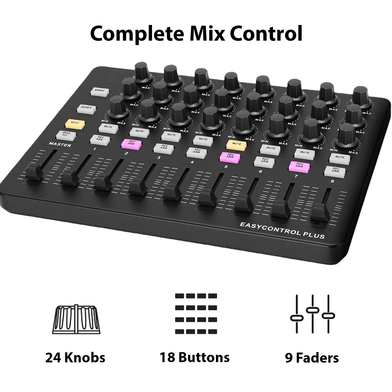 Portable MIDI Keyboard Controller — Music Production Tool with Knobs and Sliders