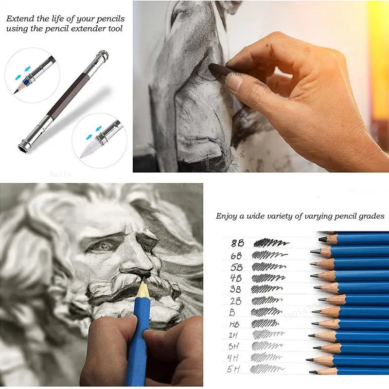 kissbuty Professional Sketching Pencil Set — Comprehensive Art Kit for Artists