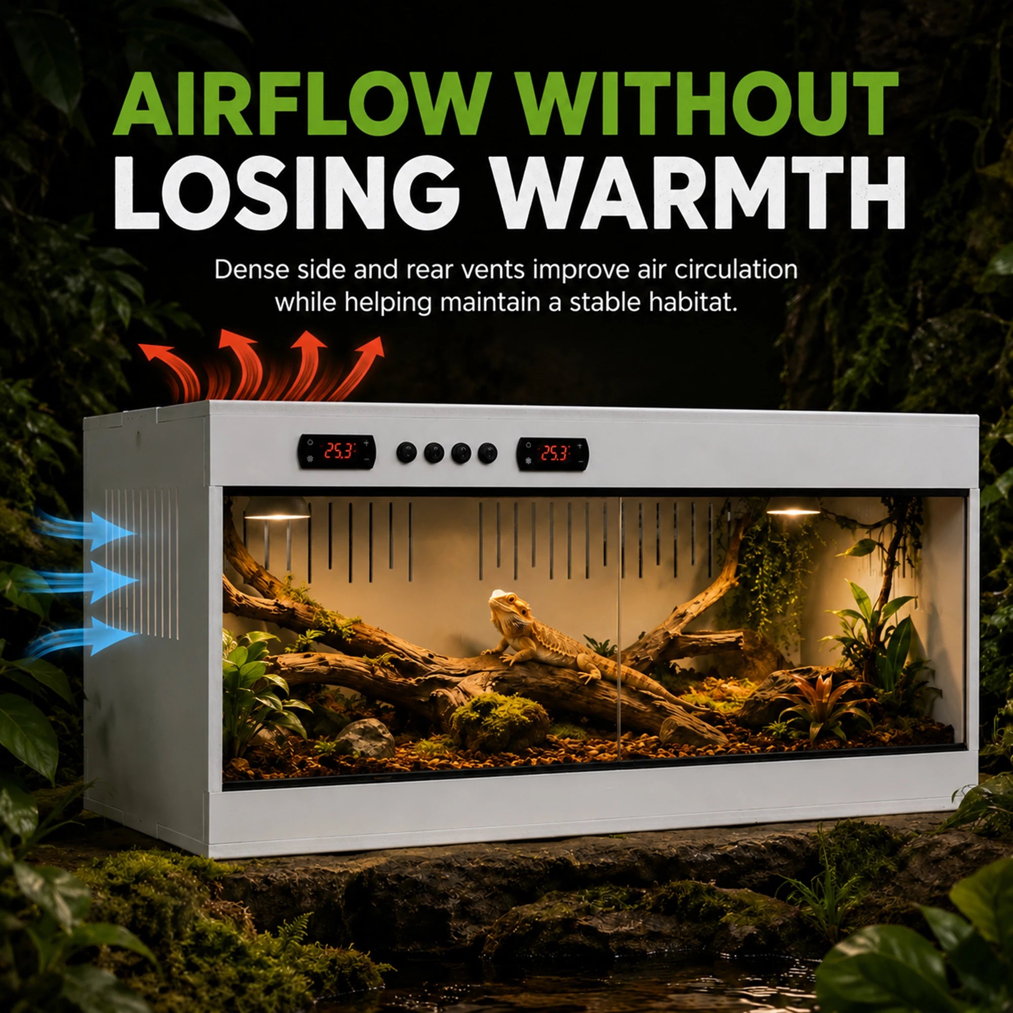 Reptile Terrarium Habitat — Stackable PVC & Tempered Glass Enclosure
