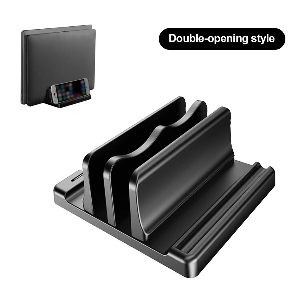 Adjustable Vertical Laptop Stand — Space Saving Desktop Organizer