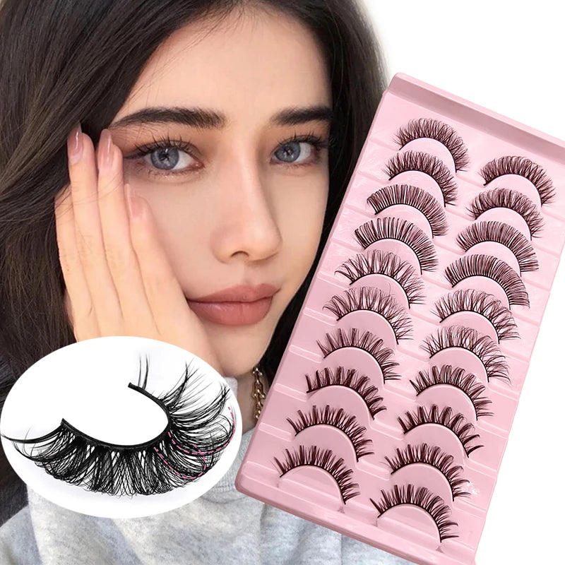 DINGSEN Dramatic False Eyelashes — Fluffy DD Curl Strip Lashes, 10 Pairs