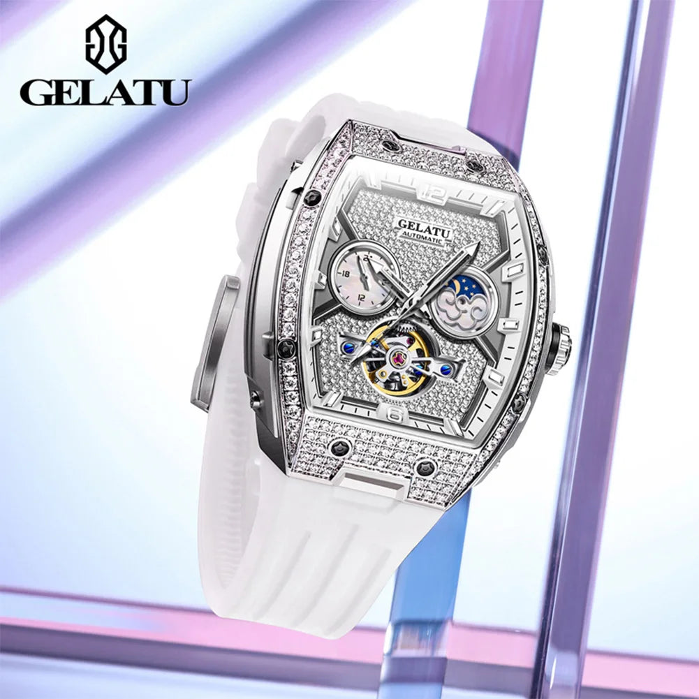 GELATU Luxury Ladies Watch — Automatic Mechanical Movement with Diamond Bezel