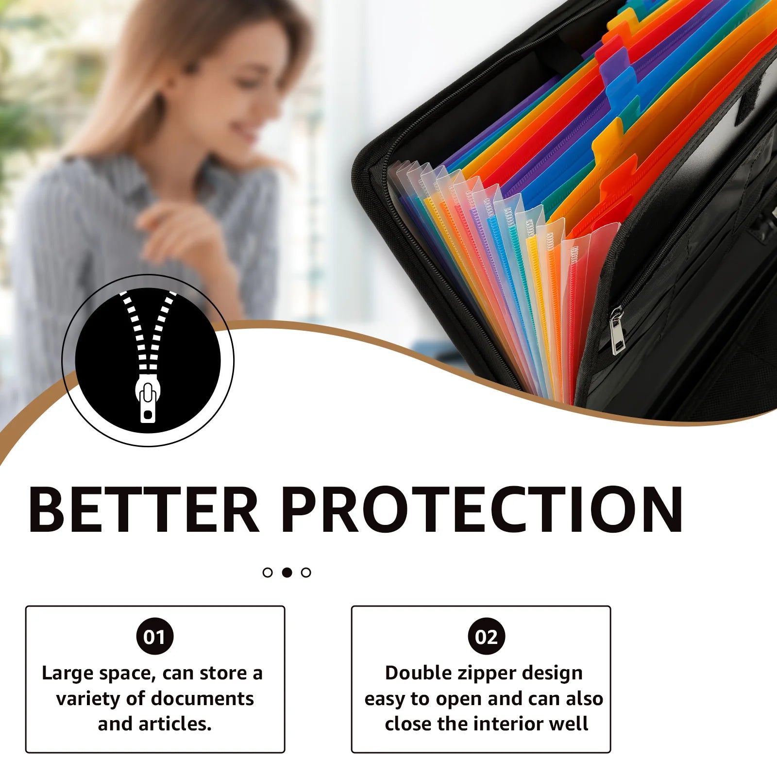 Fireproof Expanding File Folder — Portable Document Organizer with Shoulder Strap