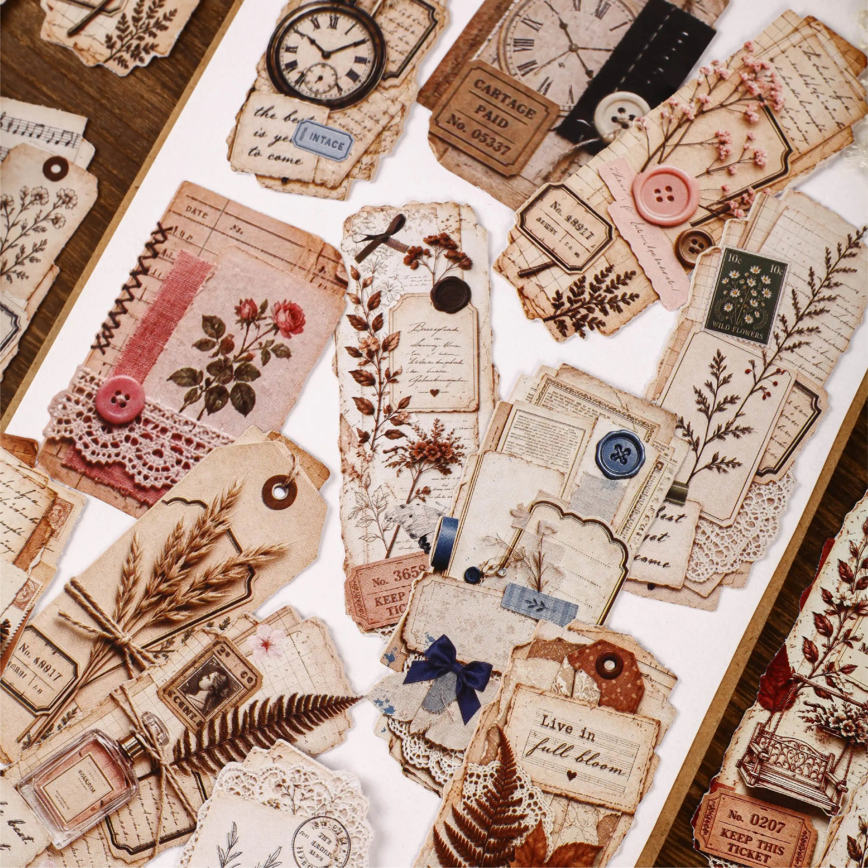 Dried Flower Plant Label Stickers — Decorative Adhesive for Junk Journals