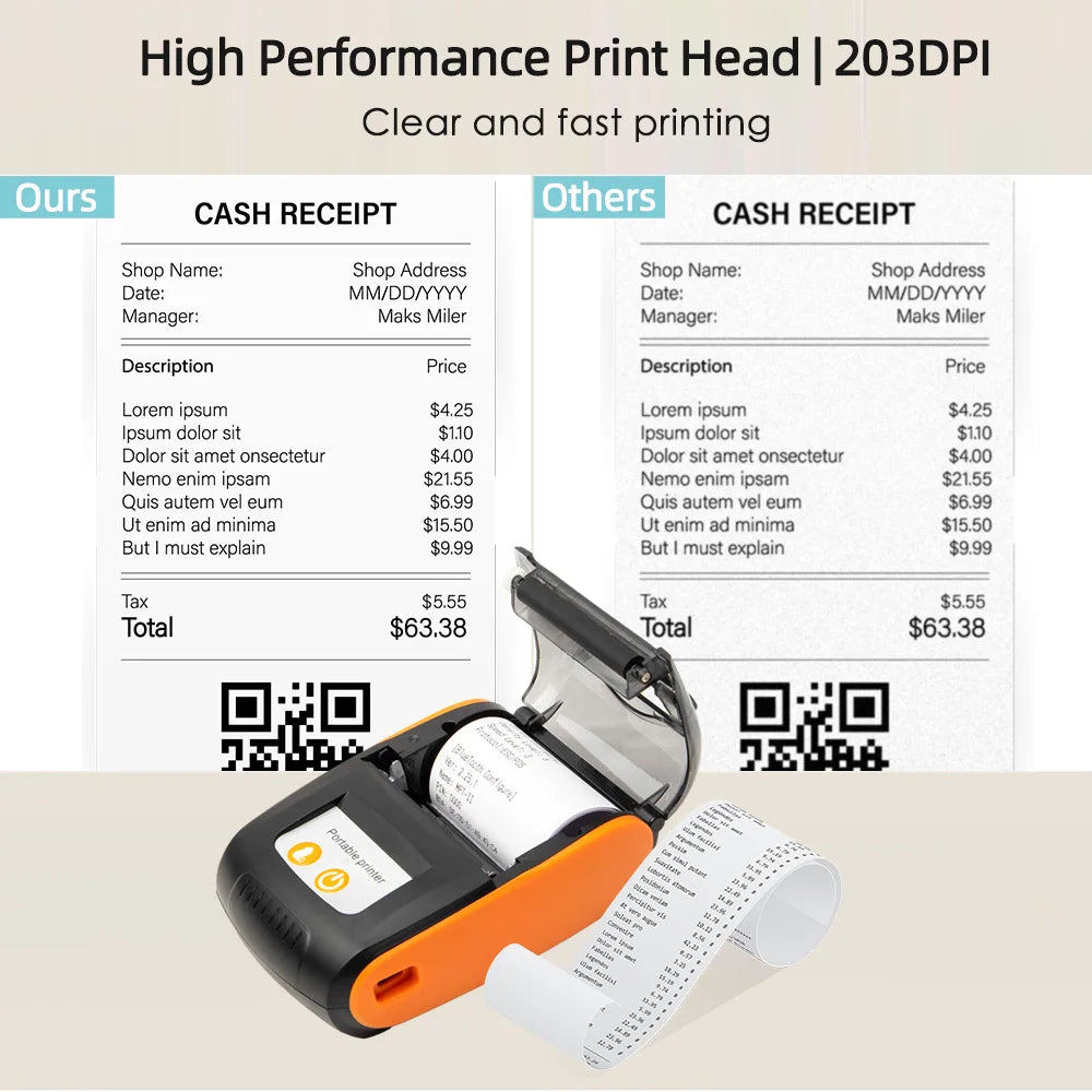 Mini Thermal Receipt Printer — Wireless Bluetooth & USB Mobile Printer