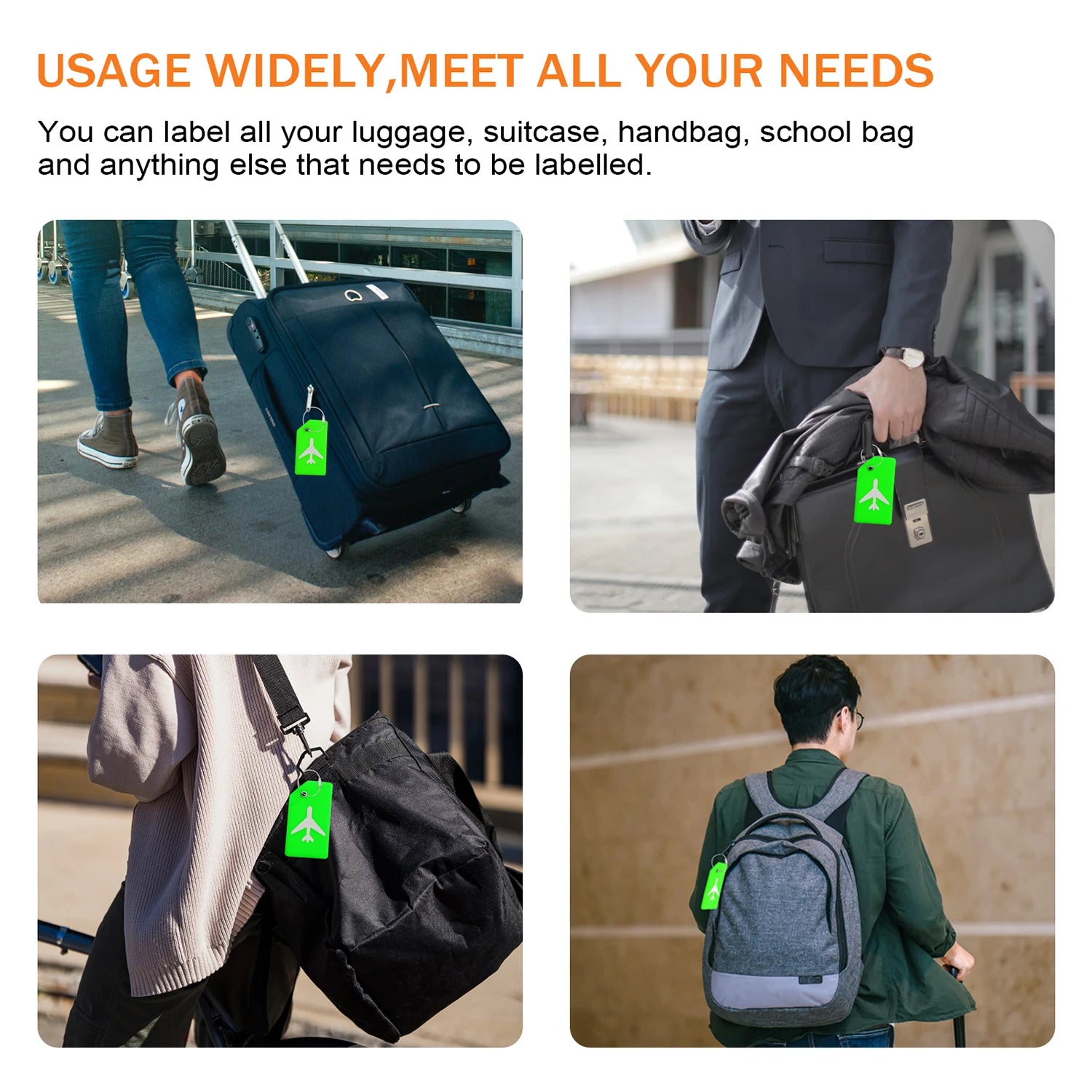 Silicone Luggage Tags with ID Card — Durable Travel Identification Set
