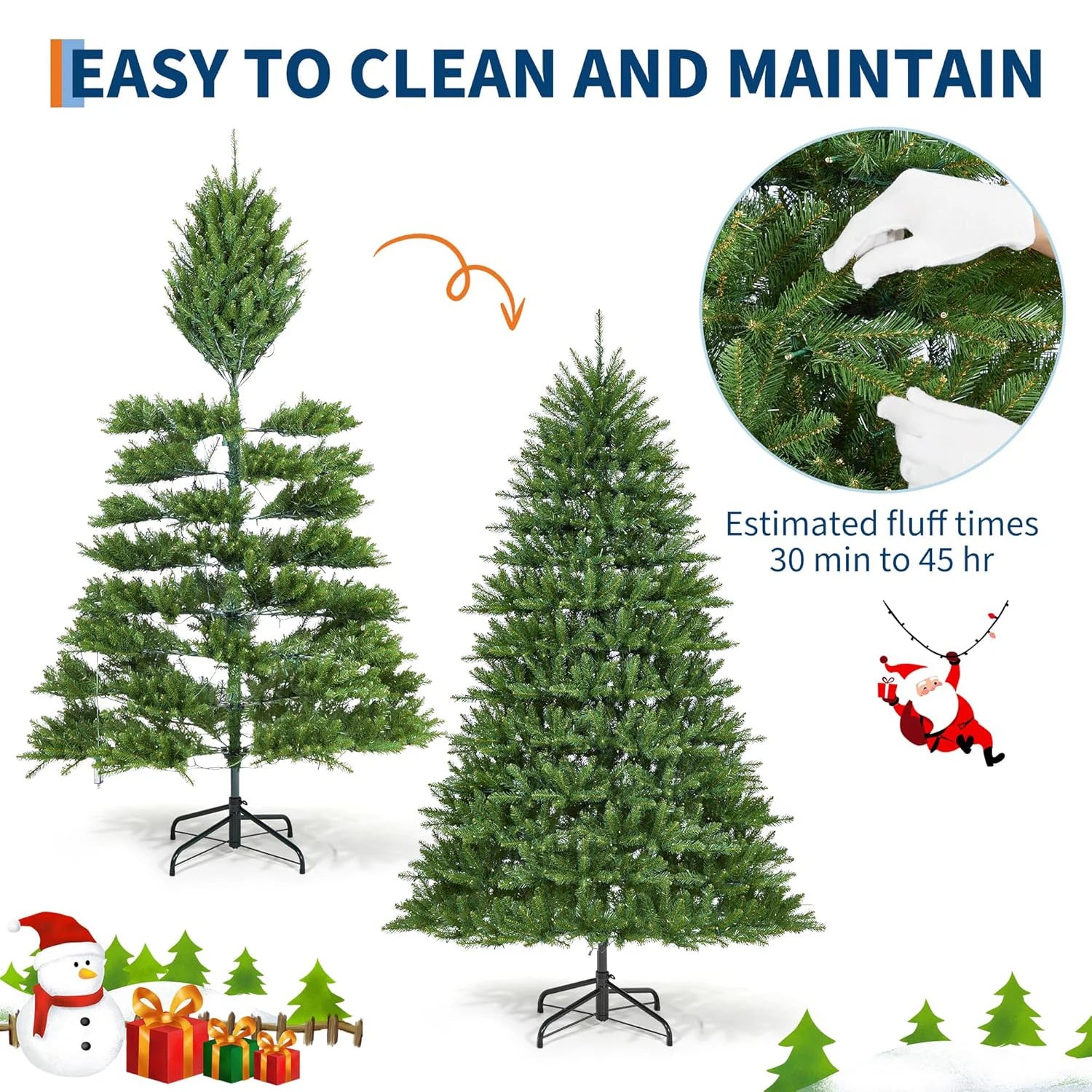 HiMISS Pre-Lit Artificial Christmas Tree — Festive LED Lighting & Foldable Stand