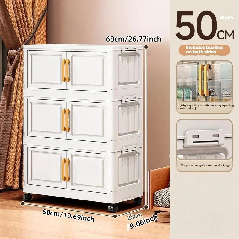 Foldable Double-Door Storage Cabinet — Space-Saving Floor Standing Organizer