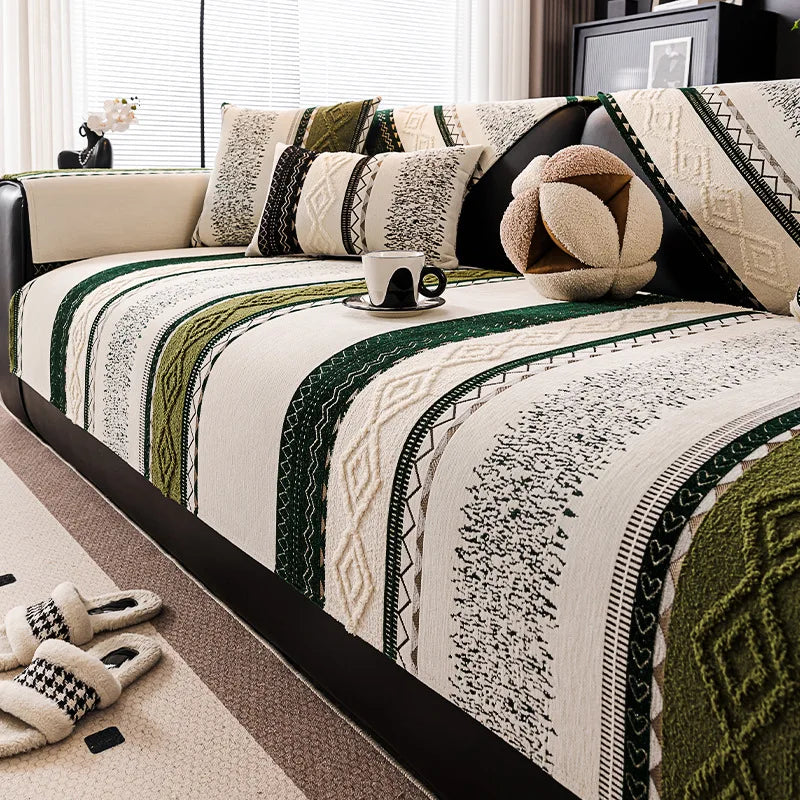 Plush Lamb Wool Sofa Cover — Anti-Slip Cushion Slipcover for Fall and Winter