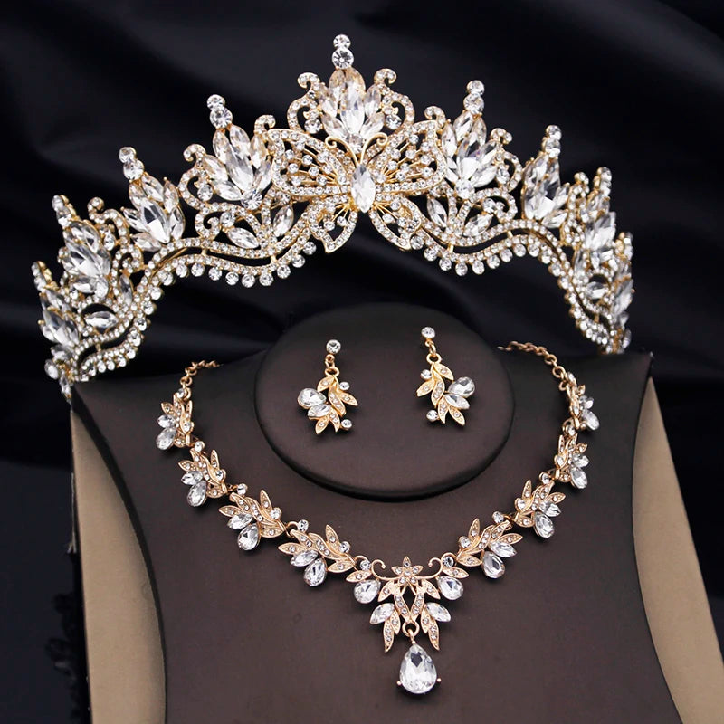 Cenmon Butterfly Tiara Jewelry Set — Elegant Crown, Necklace & Earrings